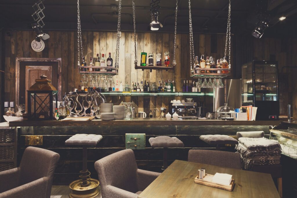 Interior of cozy restaurant, loft style